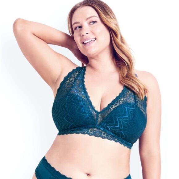 Hips & Curves City Chic M Racer Back Bralette Teal Blue 18/20 2x Plus Size NEW - Picture 2 of 13
